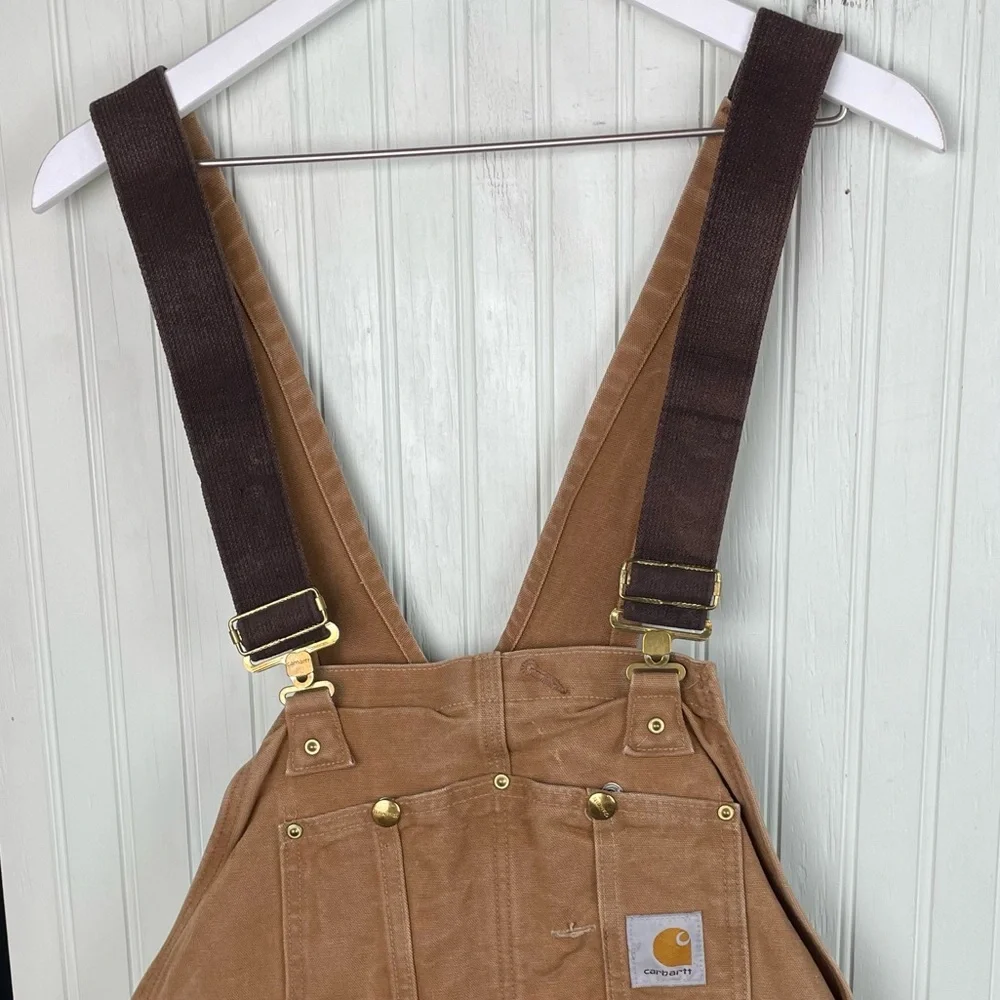 Vintage Carhartt Insulated Quilt Lined Double Knee Bib Overalls R02 Size 44 x 32